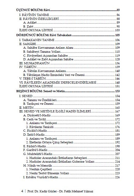 Hadis ve Sünnet Temel Kavramlar - Tarihçe - Prof. Dr. Kadir Gürler - Dr. Fatih Mehmet Yılmaz