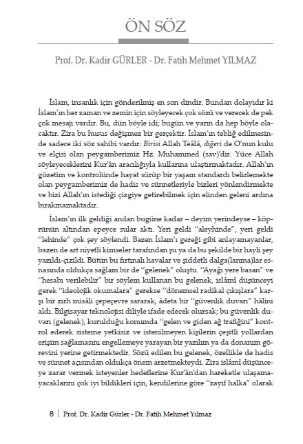 Hadis ve Sünnet Temel Kavramlar - Tarihçe - Prof. Dr. Kadir Gürler - Dr. Fatih Mehmet Yılmaz
