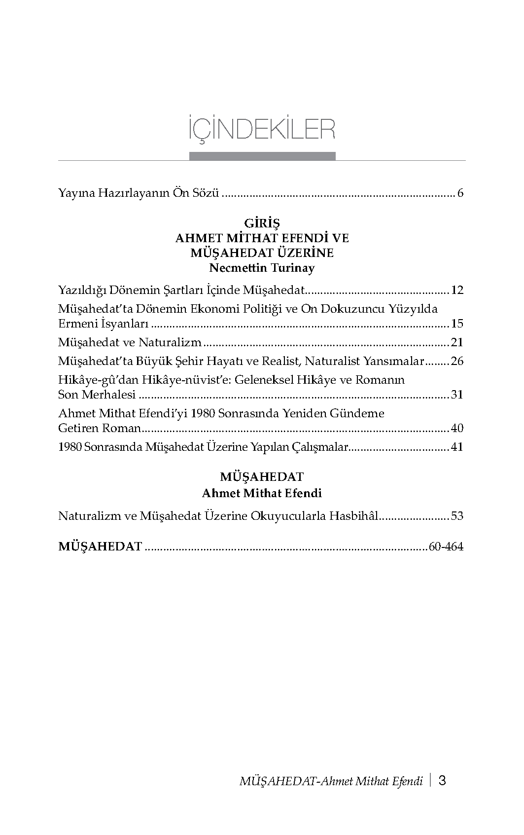 Müşahedat - Ahmet Mithat Efendi (Hazırlayan: Necmettin Turinay)